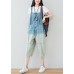 Natural Blue Casual Pockets Button Gradient Color Fall Rompers Cotton