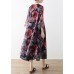 Art red printed chiffon coat Robe summer Dresses cardigan